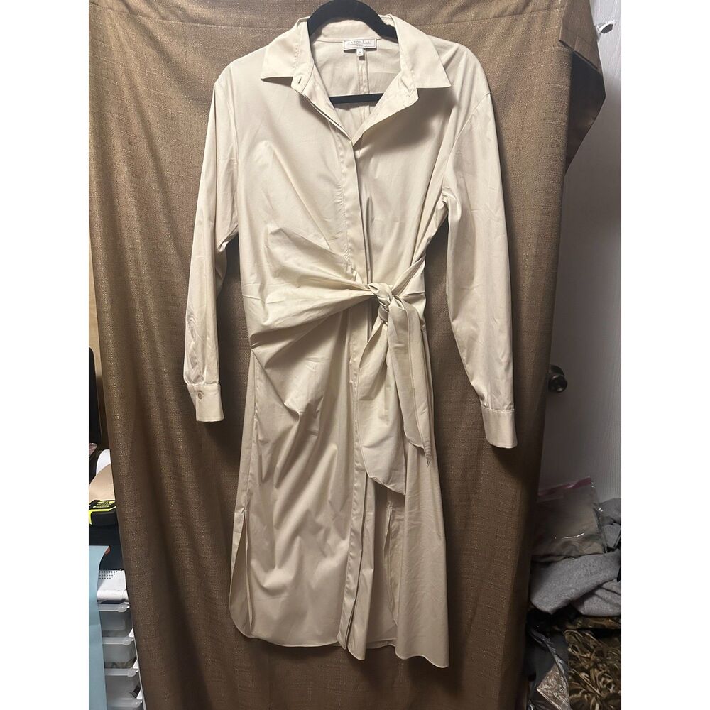 NWOT Antonelli Firenze Cotton Nocciolo Wrap Dress In Beige Size 44